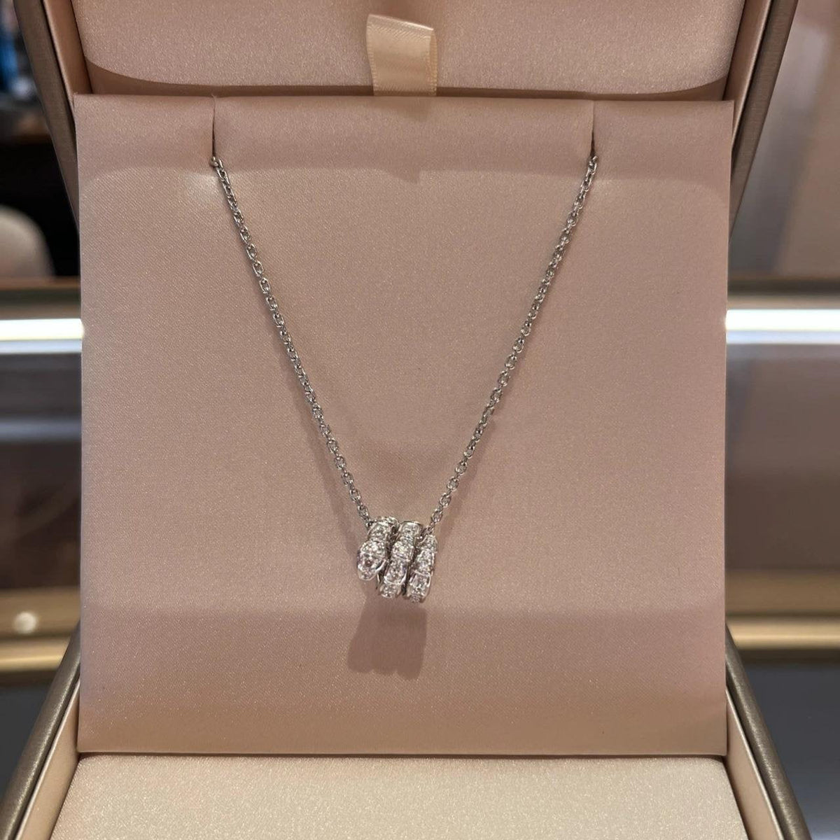 [⭐DORISW]SERPENTI HALSKETTE DOPPELRING DIAMANT