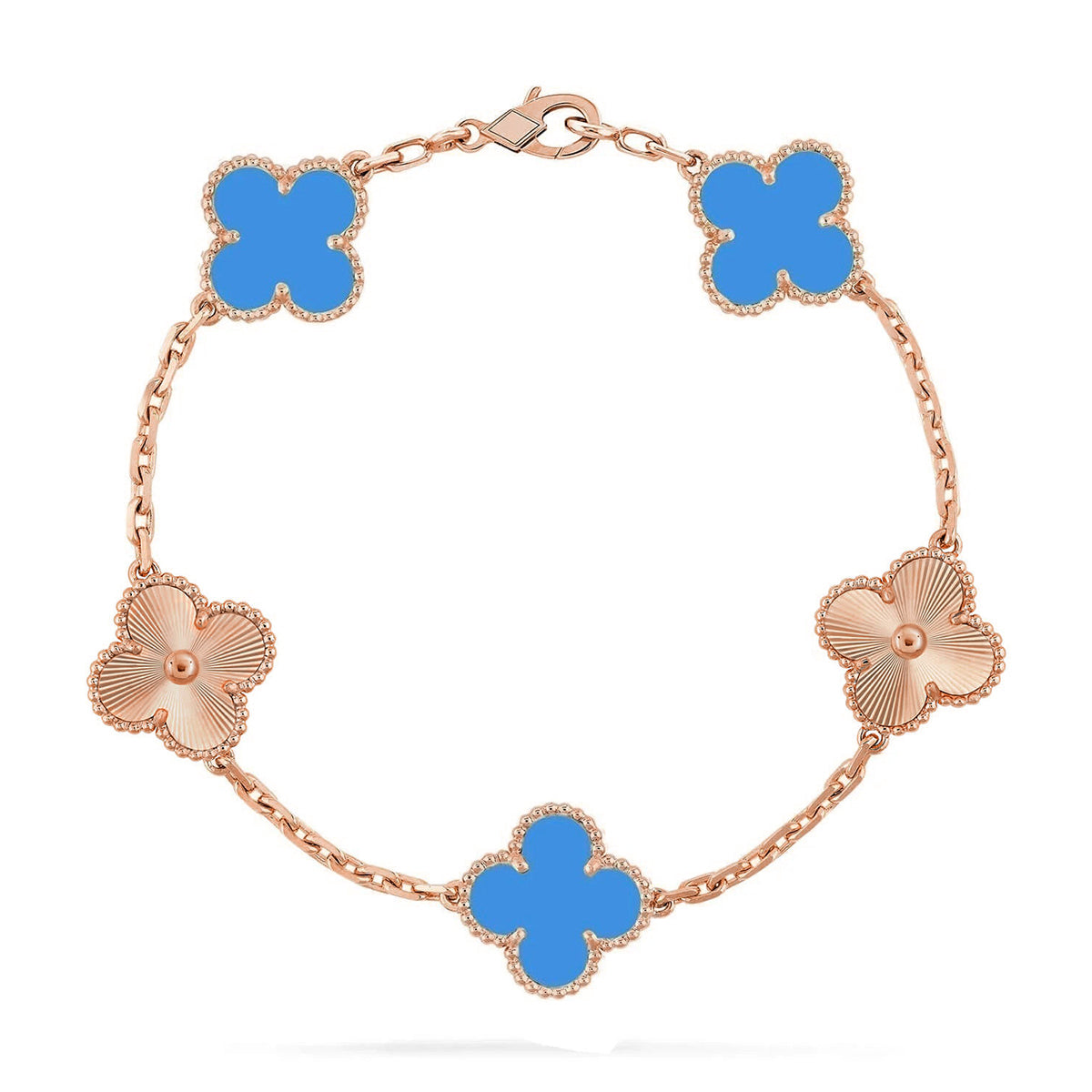 [[⭐DORISW] ]New CLOVER 5 MOTIF BLUE AGATE BRACELET COLLECTION