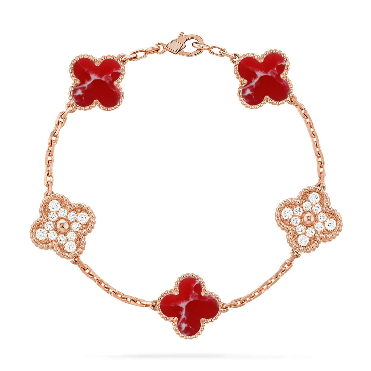 [[⭐DORISW] ]New CLOVER 5 MOTIF RED PATTERN BRACELET COLLECTION