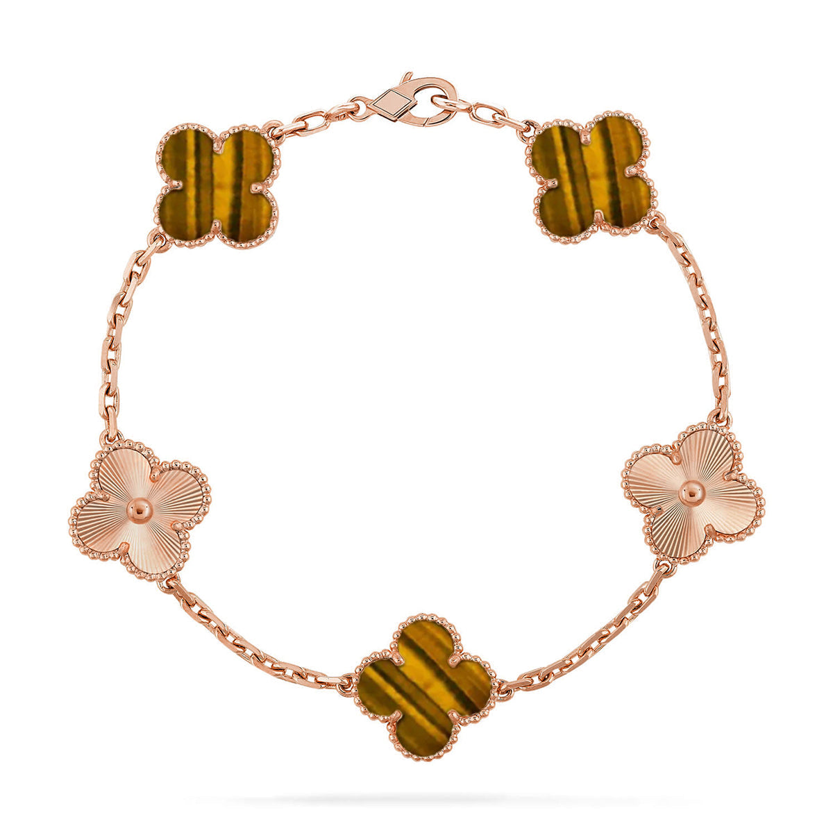 [[⭐DORISW] ]New  CLOVER 5 MOTIFS TIGER EYE BRACELET COLLECTION