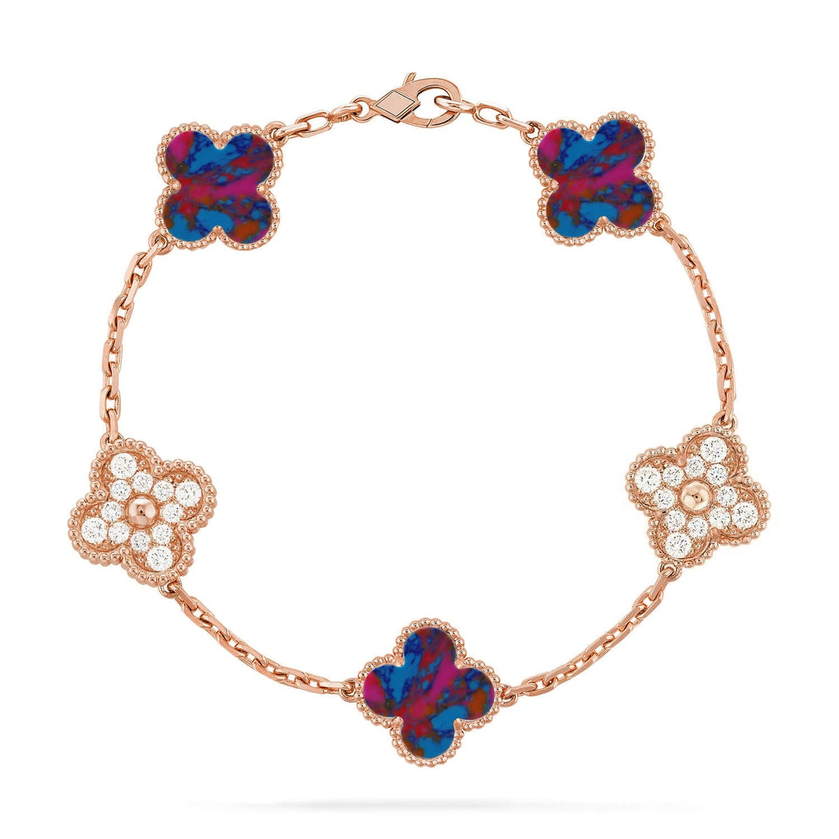 [[⭐DORISW] ]NEUE CLOVER 5 MOTIV FARBSTEIN-ARMBAND-KOLLEKTION