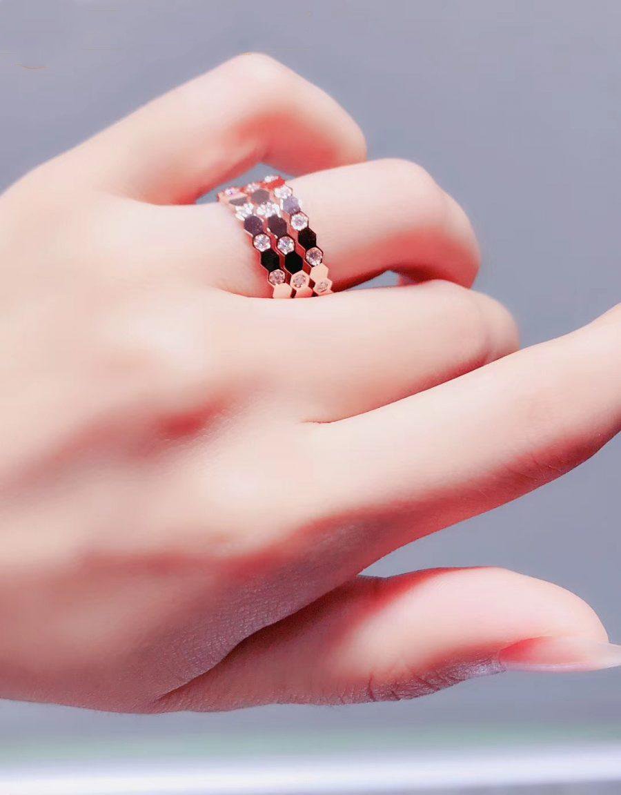 [⭐DORISW] BEE LOVE RING PINK GOLD DIAMOND
