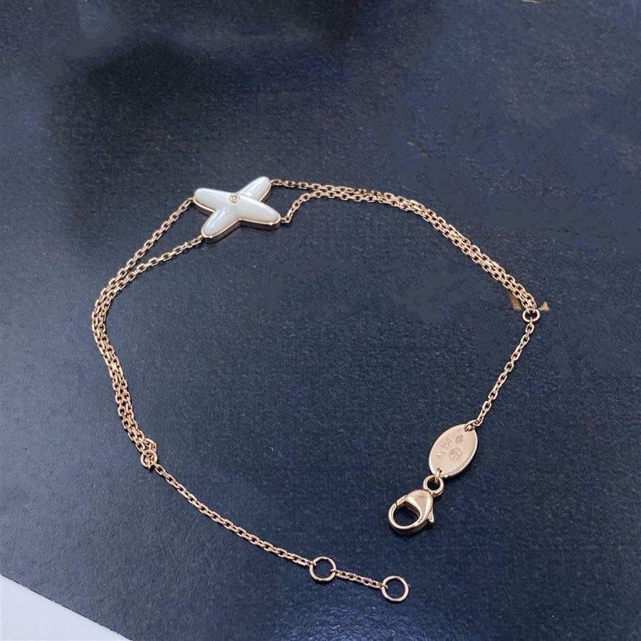 [⭐DORISW] JEUX BRACELET WHITE MOP PINK GOLD 1 DIAMOND
