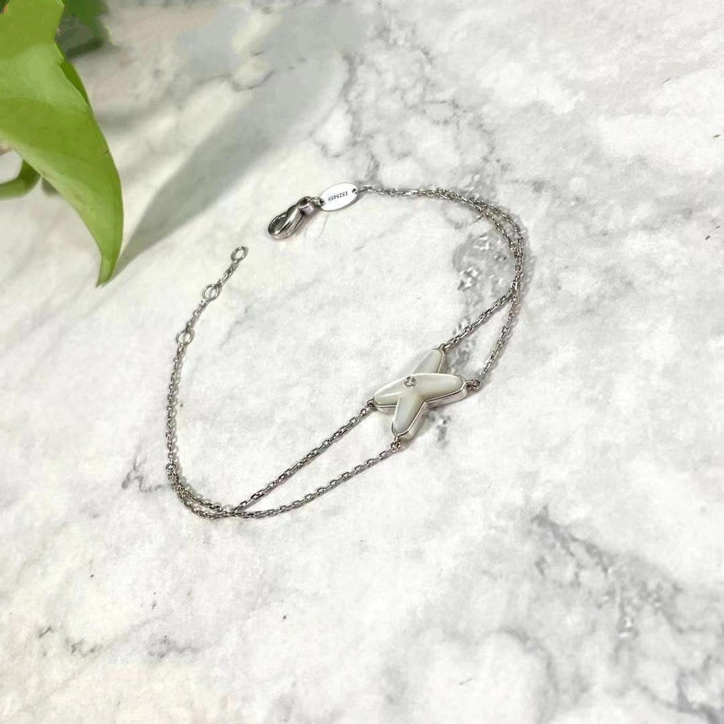 [⭐DORISW] JEUX BRACELET WHITE MOP SILVER 1 DIAMOND