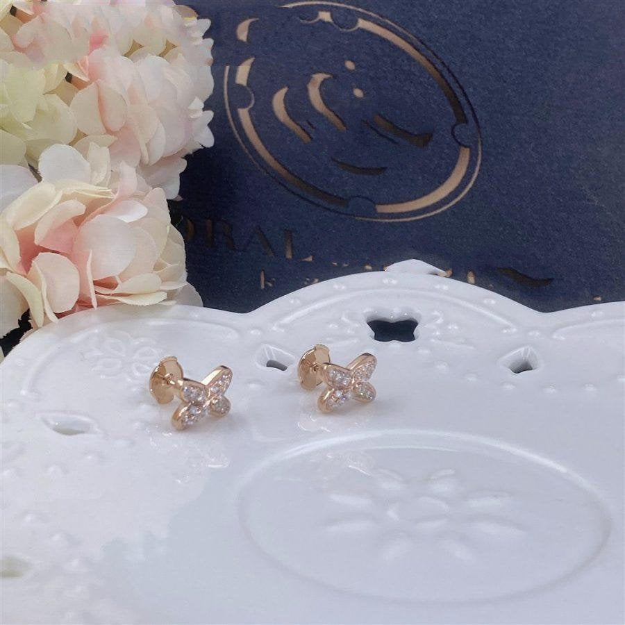 [⭐DORISW] SET AUS ROSÉGOLD-DIAMANT-OHRRINGEN