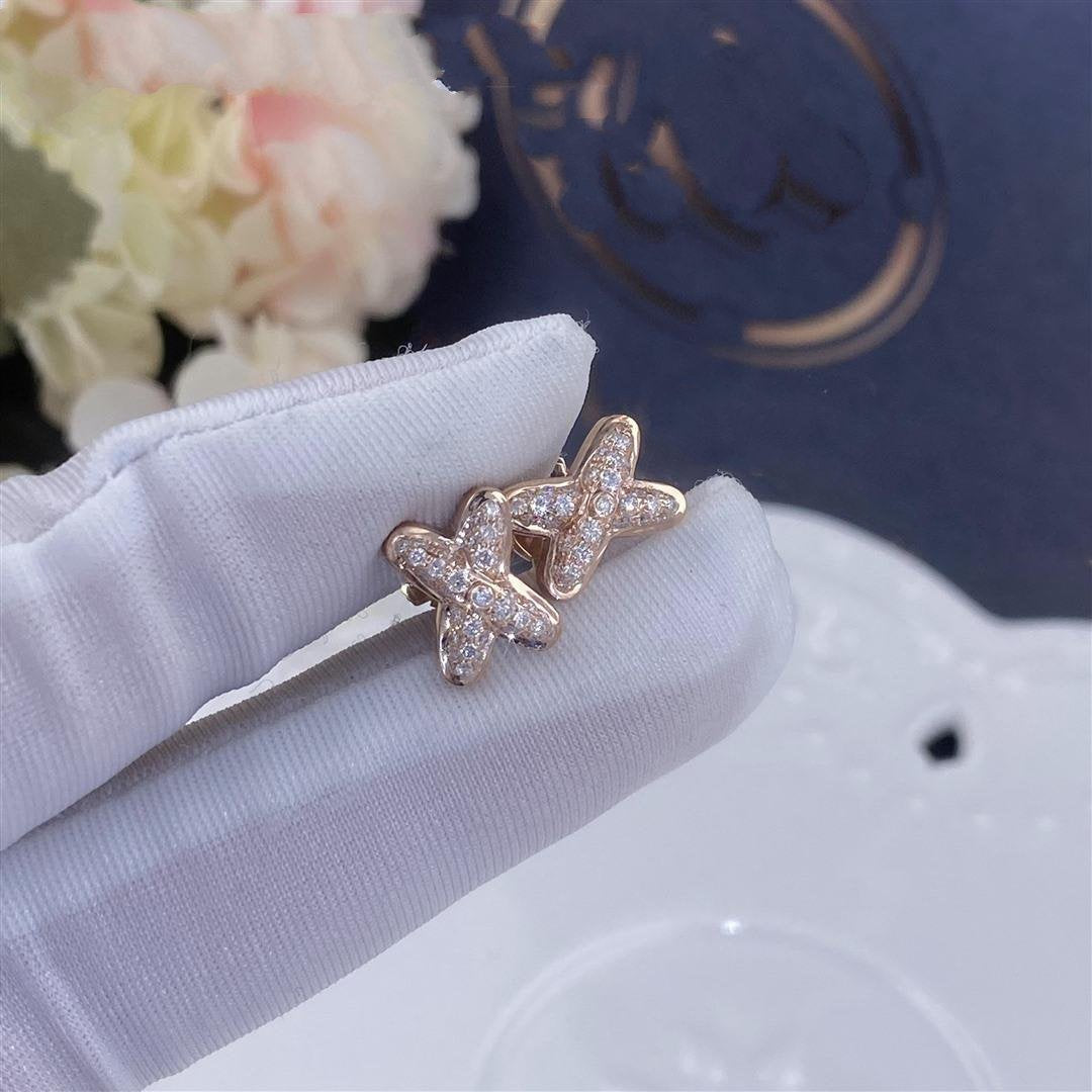 [⭐DORISW] SET AUS ROSÉGOLD-DIAMANT-OHRRINGEN