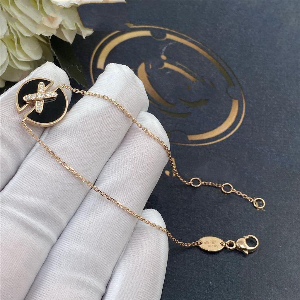 [⭐DORISW] ARMBAND-SET ONYX ROSÉGOLD DIAMANT