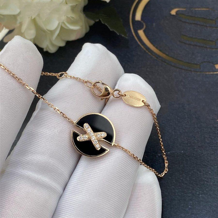 [⭐DORISW] ARMBAND-SET ONYX ROSÉGOLD DIAMANT