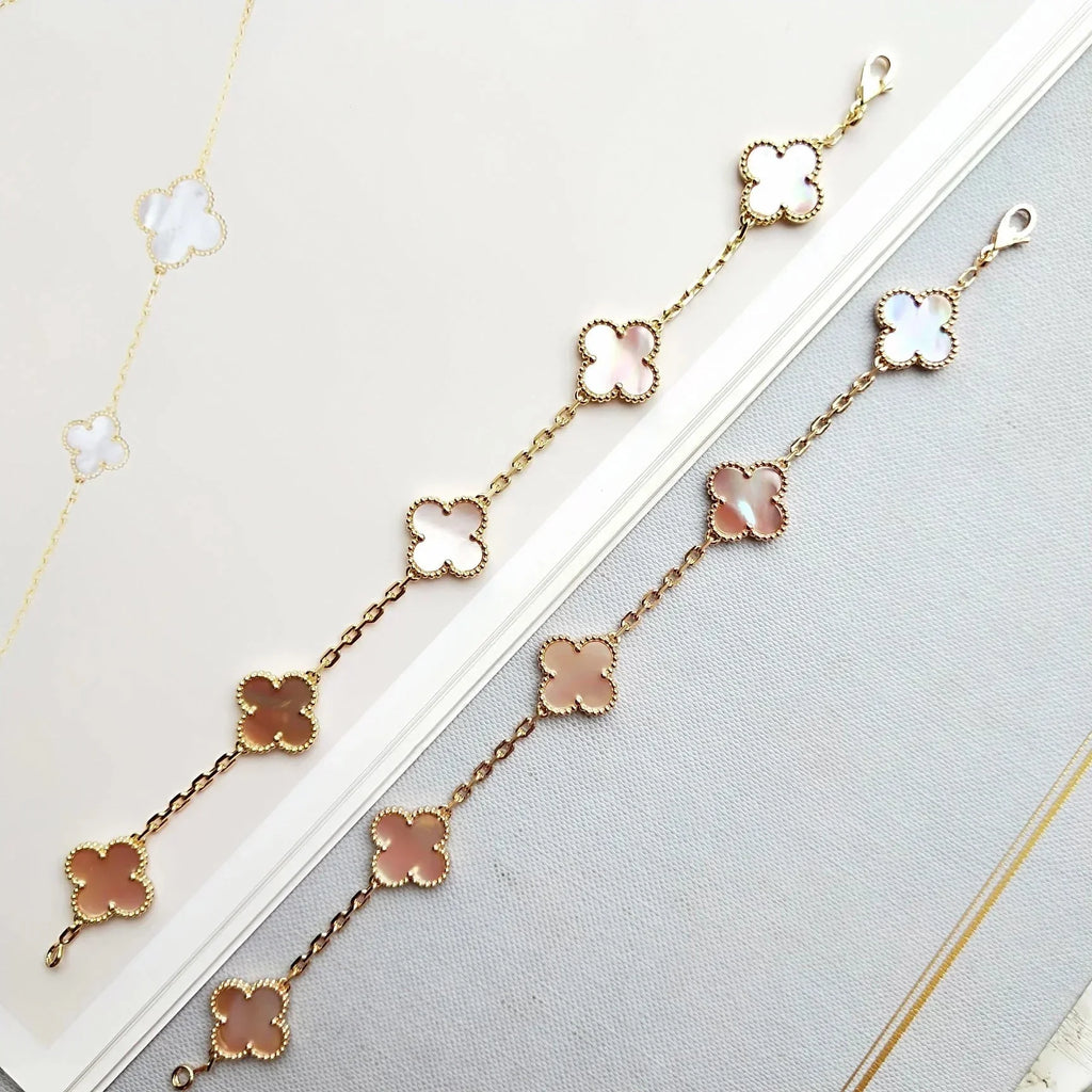 [[⭐DORISW] ]New  CLOVER 5 MOTIFS  PINK MOP BRACELET COLLECTION