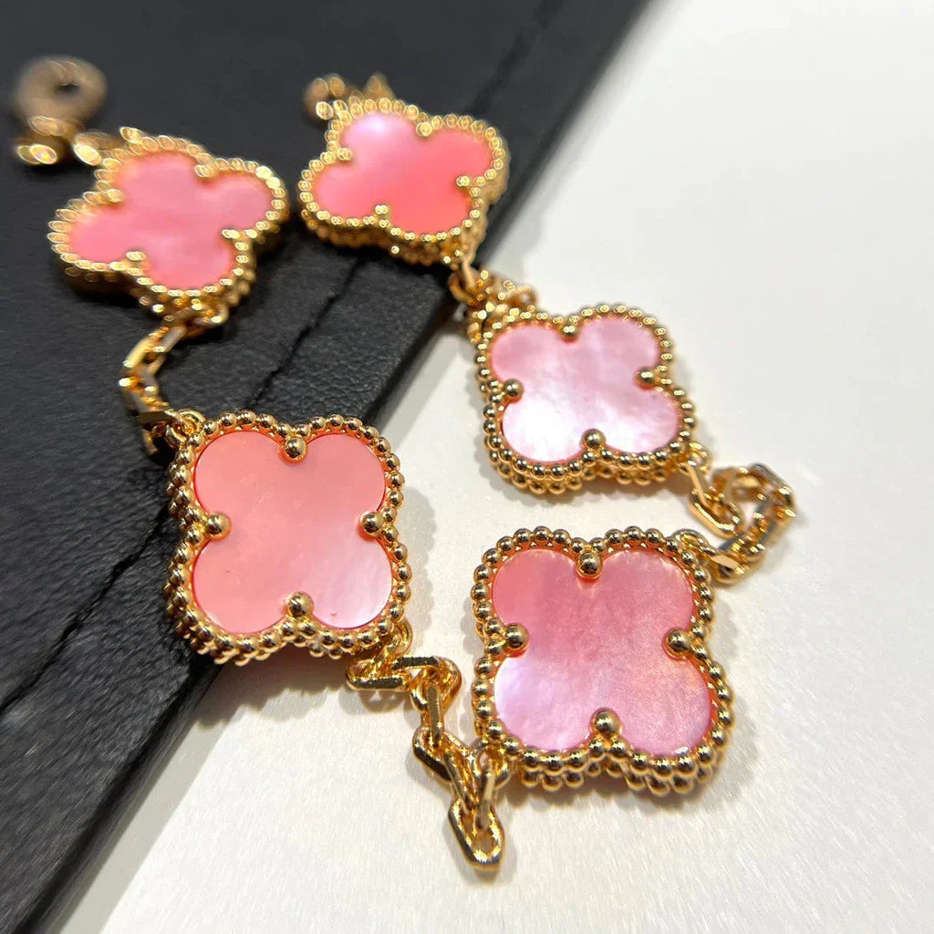 [[⭐DORISW] ]New  CLOVER 5 MOTIFS  PINK MOP BRACELET COLLECTION