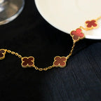 [[⭐DORISW] ]NEUE KOLLEKTION: CLOVER ARMBAND MIT 5 MOTIVEN IN ROTEM KARNELIAN