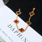 [[⭐DORISW] ]NEUE KOLLEKTION: CLOVER ARMBAND MIT 5 MOTIVEN IN ROTEM KARNELIAN