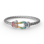 [⭐DORISW] GROSSES HUFEISEN-ARMBAND MIT FARBIGEN DIAMANTEN IN SILBER
