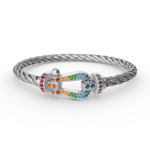 [⭐DORISW] GROSSES HUFEISEN-ARMBAND MIT FARBIGEN DIAMANTEN IN SILBER