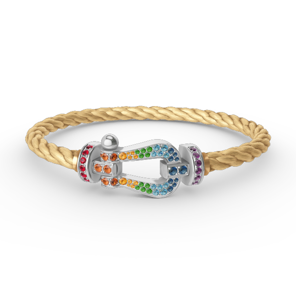 [⭐DORISW] GROSSES HUFEISEN-ARMBAND MIT FARBIGEN DIAMANTEN IN SILBER