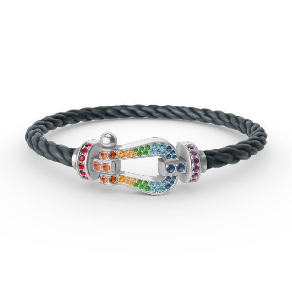 [⭐DORISW] GROSSES HUFEISEN-ARMBAND MIT FARBIGEN DIAMANTEN IN SILBER