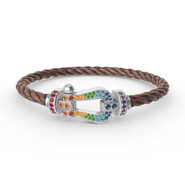 [⭐DORISW] GROSSES HUFEISEN-ARMBAND MIT FARBIGEN DIAMANTEN IN SILBER