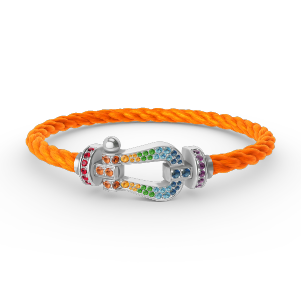 [⭐DORISW] GROSSES HUFEISEN-ARMBAND MIT FARBIGEN DIAMANTEN IN SILBER