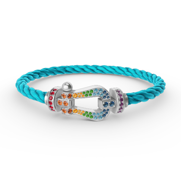 [⭐DORISW] GROSSES HUFEISEN-ARMBAND MIT FARBIGEN DIAMANTEN IN SILBER