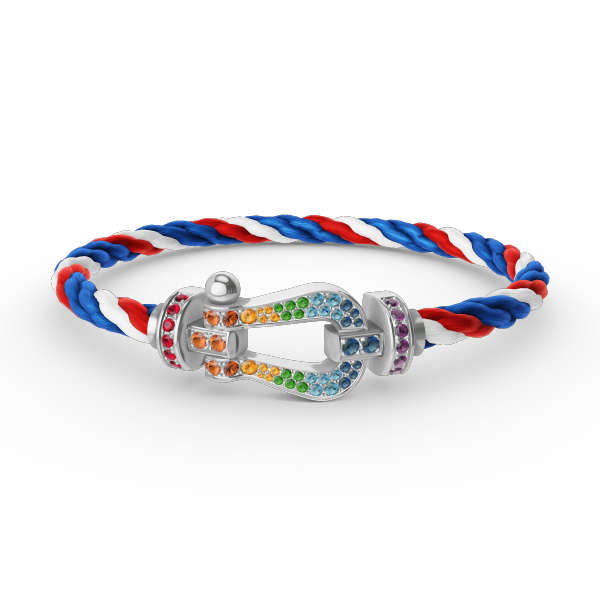 [⭐DORISW] GROSSES HUFEISEN-ARMBAND MIT FARBIGEN DIAMANTEN IN SILBER