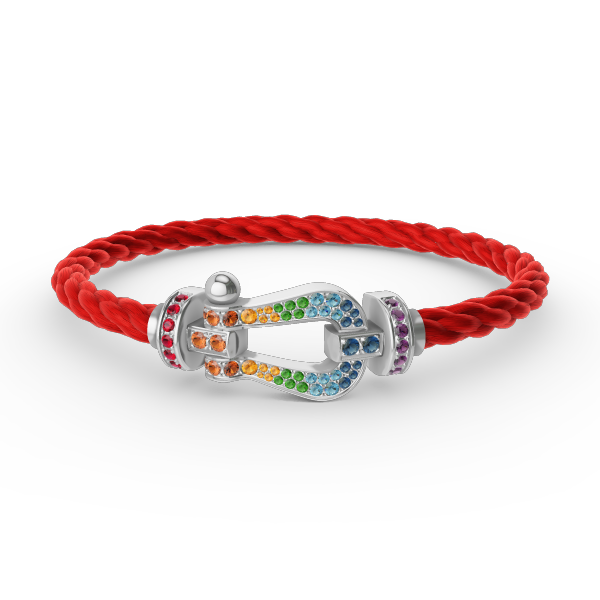 [⭐DORISW] GROSSES HUFEISEN-ARMBAND MIT FARBIGEN DIAMANTEN IN SILBER