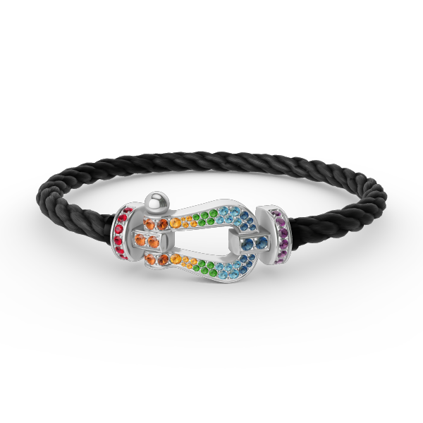 [⭐DORISW] GROSSES HUFEISEN-ARMBAND MIT FARBIGEN DIAMANTEN IN SILBER