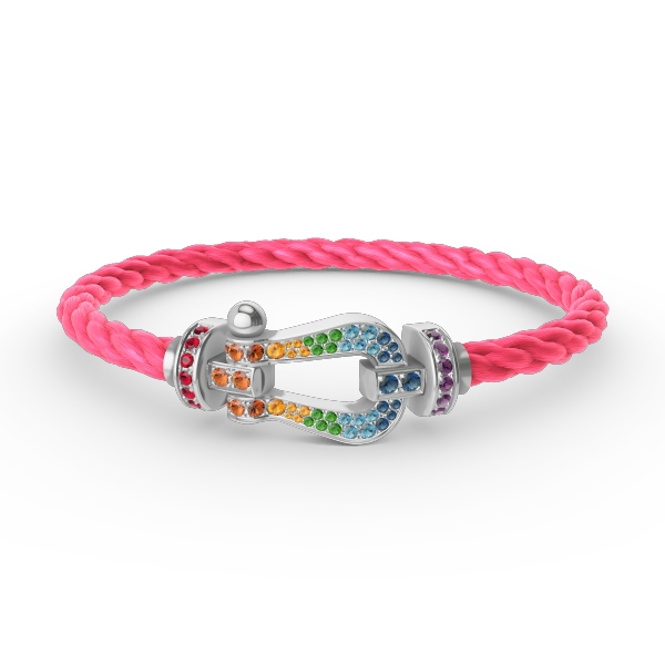 [⭐DORISW] GROSSES HUFEISEN-ARMBAND MIT FARBIGEN DIAMANTEN IN SILBER