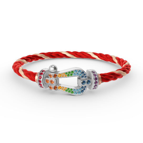 [⭐DORISW] GROSSES HUFEISEN-ARMBAND MIT FARBIGEN DIAMANTEN IN SILBER