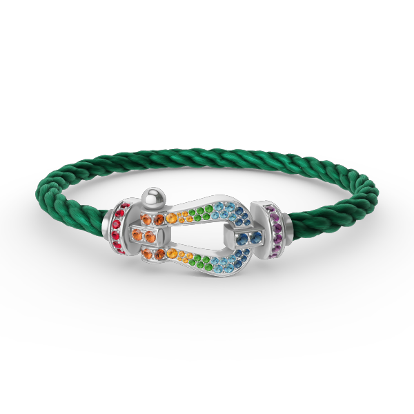[⭐DORISW] GROSSES HUFEISEN-ARMBAND MIT FARBIGEN DIAMANTEN IN SILBER