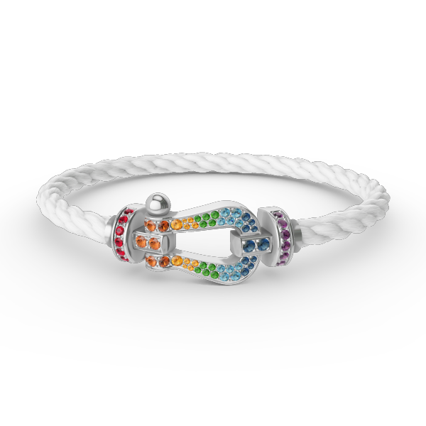 [⭐DORISW] GROSSES HUFEISEN-ARMBAND MIT FARBIGEN DIAMANTEN IN SILBER