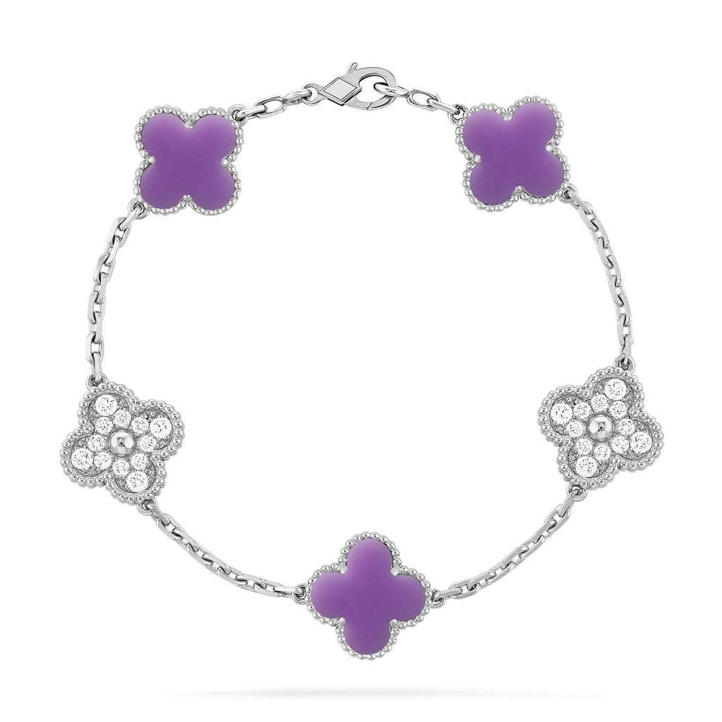[[⭐DORISW] ]NEUE KOLLEKTION: CLOVER-ARMBAND MIT 5 MOTIVEN IN HELLVIOLETT