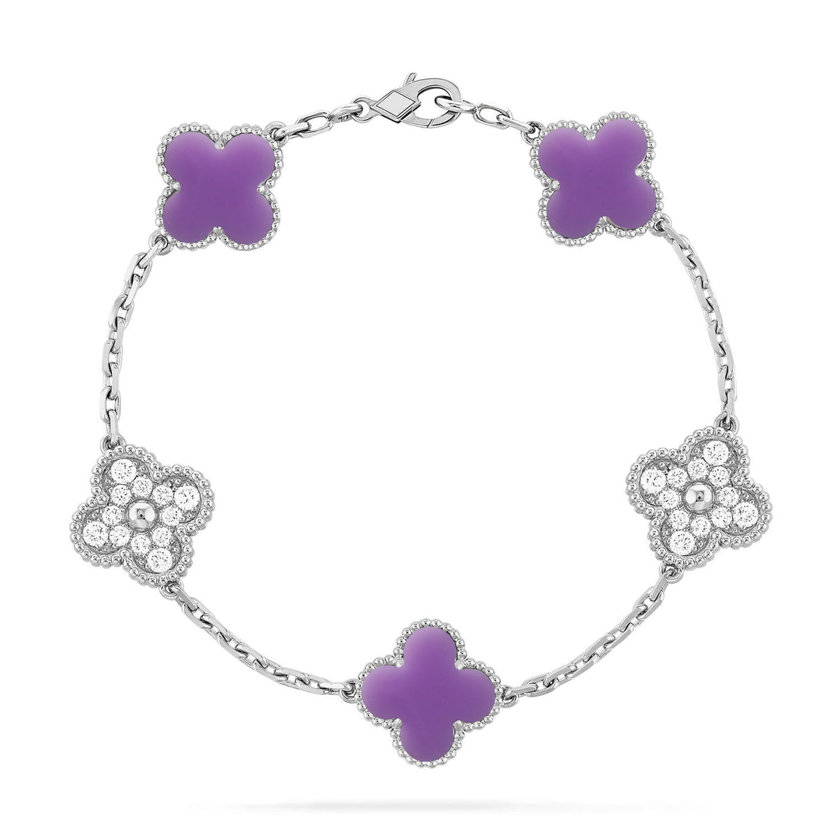 [[⭐DORISW] ]NEUE KOLLEKTION: CLOVER-ARMBAND MIT 5 MOTIVEN IN HELLVIOLETT