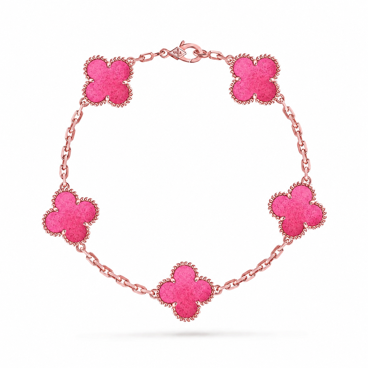 [DORISW]NEW CLOVER 5 MOTIFS PINK ENAMEL BRACELET