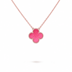 [DORISW] NEW CLOVER 15MM PINK ENAMEL NECKLACE