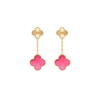 [DORISW]NEW CLOVER 2 MOTIF PINK ENAMEL EARRINGS