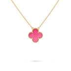 [DORISW] NEW CLOVER 15MM PINK ENAMEL NECKLACE