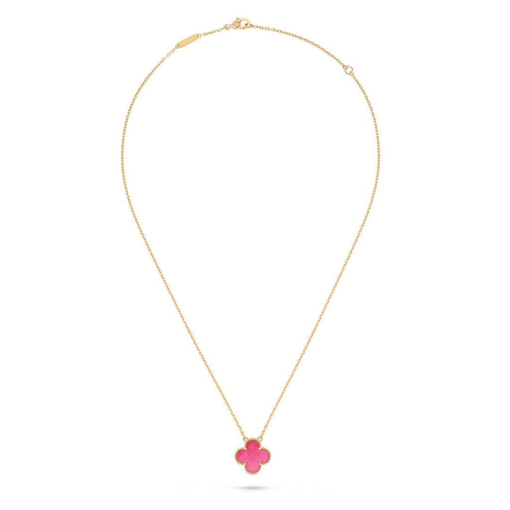 [DORISW] NEW CLOVER 15MM PINK ENAMEL NECKLACE