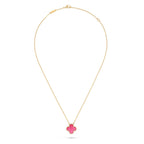 [DORISW] NEW CLOVER 15MM PINK ENAMEL NECKLACE