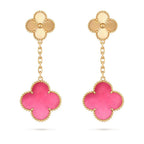 [DORISW]NEW CLOVER 2 MOTIF PINK ENAMEL EARRINGS
