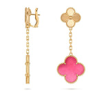 [DORISW]NEW CLOVER 2 MOTIF PINK ENAMEL EARRINGS
