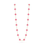 [DORISW] NEW CLOVER 20 MOTIFS PINK ENAMEL NECKLACE