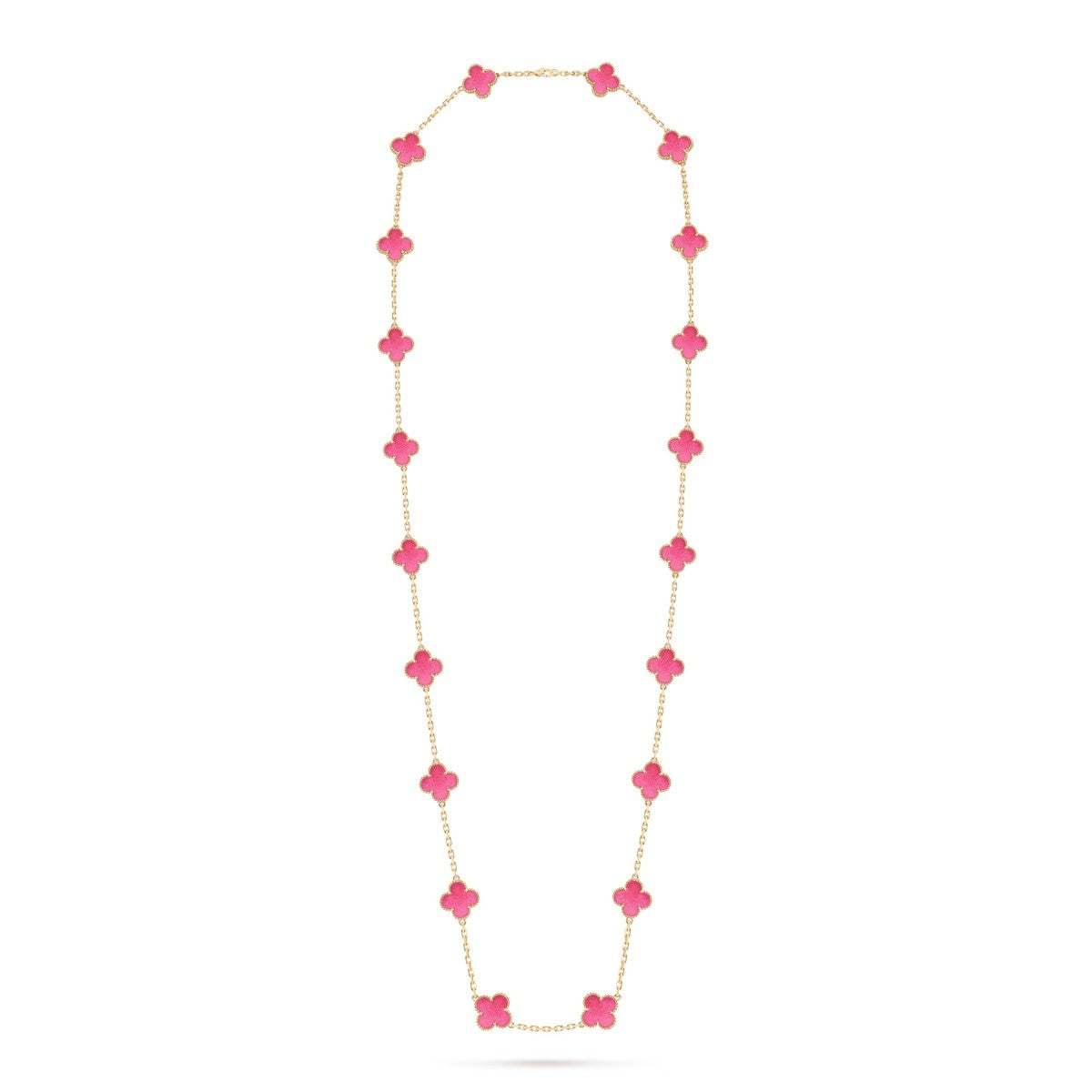[DORISW] NEW CLOVER 20 MOTIFS PINK ENAMEL NECKLACE