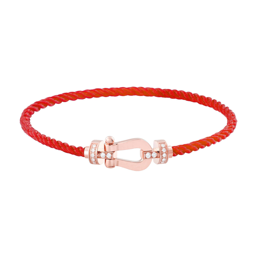 [⭐DORISW] FORCE 10 HALB-DIAMANT ROSÉGOLD ROTES KORDELARMBAND GROSSES UND MITTLERES MODELL