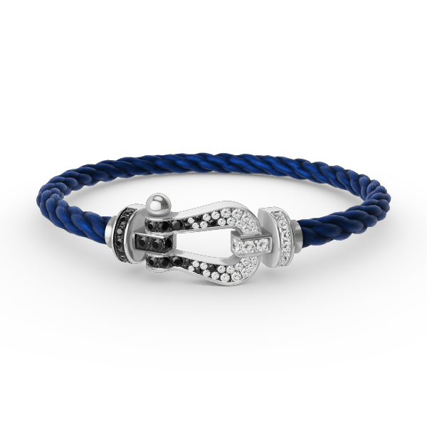 [⭐DORISW] FORCE LARGE HORSESHOE BLACK WHITE DIAMOND BRACELET SILVER