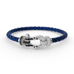 [⭐DORISW] FORCE LARGE HORSESHOE BLACK WHITE DIAMOND BRACELET SILVER