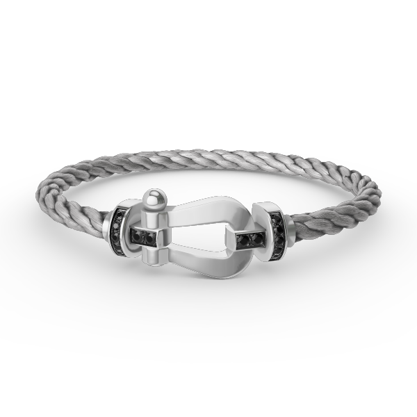 [⭐DORISW] FORCE LARGE HORSESHOE BLACK DIAMOND BRACELET SILVER