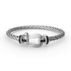 [⭐DORISW] FORCE LARGE HORSESHOE BLACK DIAMOND BRACELET SILVER