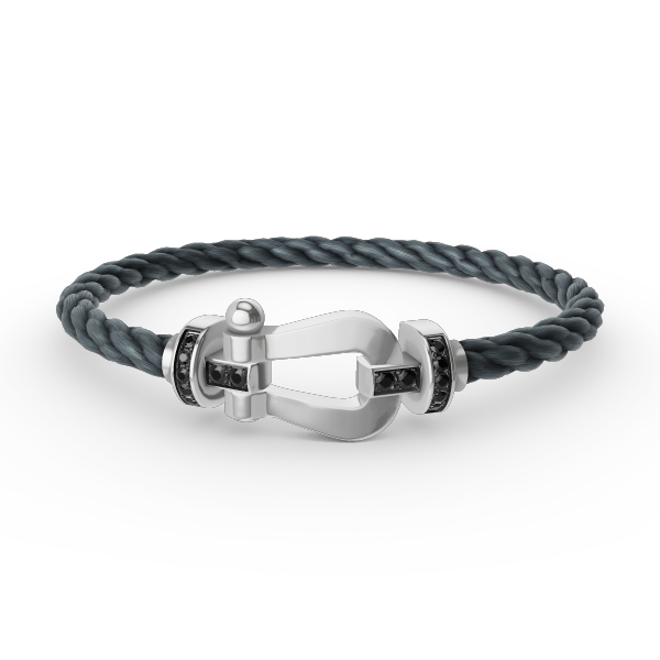 [⭐DORISW] FORCE GROSSES HUFEISEN ARMBAND SCHWARZER DIAMANT SILBER
