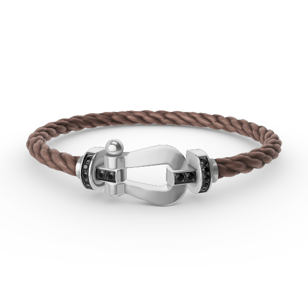 [⭐DORISW] FORCE GROSSES HUFEISEN ARMBAND SCHWARZER DIAMANT SILBER