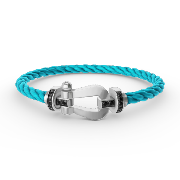 [⭐DORISW] FORCE GROSSES HUFEISEN ARMBAND SCHWARZER DIAMANT SILBER
